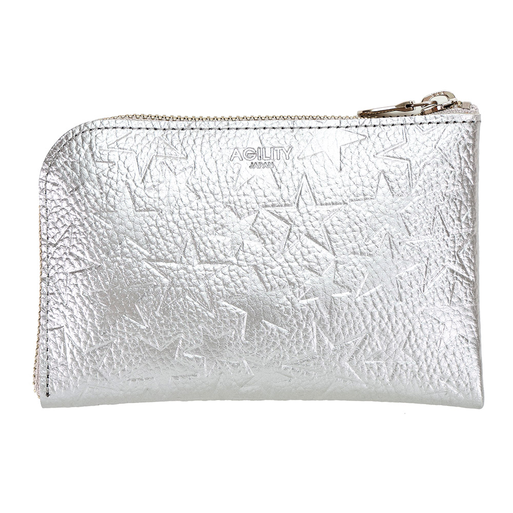 星柄 スター かわいい おしゃれ 財布 L字ファスナー 牛革 ミニ財布 コンパクト 小さい