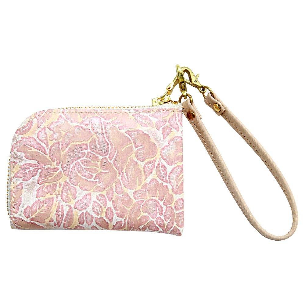 レディース コインケース 花柄 型押し 本革 小銭入れ レザー カードケース ピンク