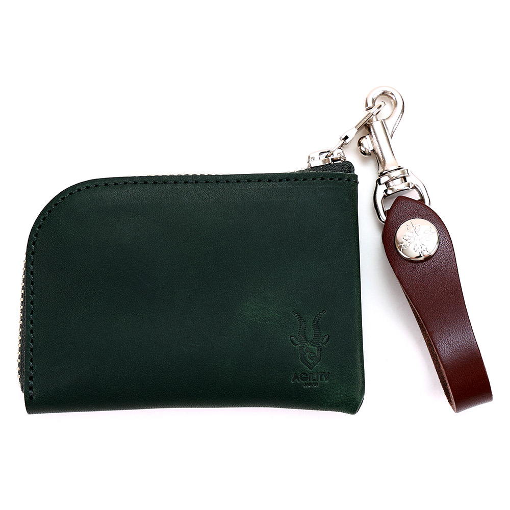 コインケース カードケース コンパクト L字ファスナー ループ付き 本革 レザー メンズ 