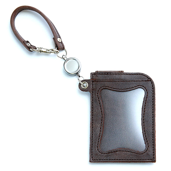 リール付き パスケース レザー 定期入れ ICカードケース 2枚