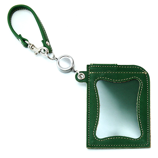 パスケース リール付き 本革 日本製 IC定期券対応