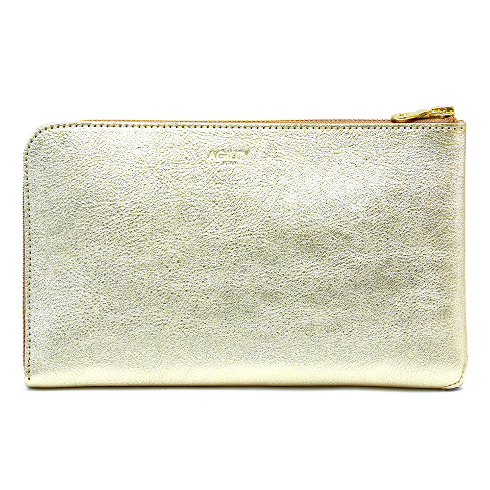 長財布 L字ファスナー トラベルウォレット 金 銀 ゴールド シルバー