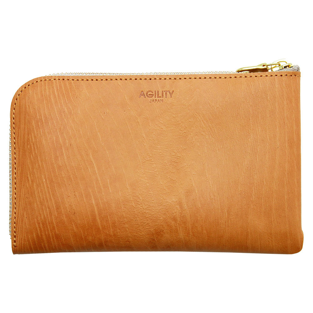 財布 ウォレット L字ファスナー パスポート 木目調 ウッドレザー 本革 レザー ベージュ