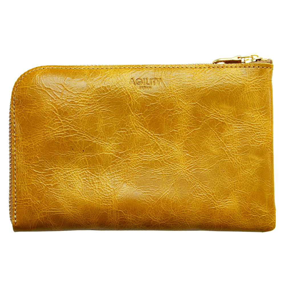 財布 ウォレット L字ファスナー パスポート スマートフォン ポシェット イエロー