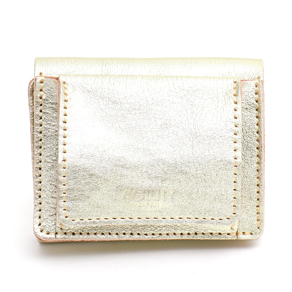 ミニ財布 三つ折財布 極小財布 レザー 革 本革 ミニ 小さい 金 銀 ゴールド シルバー