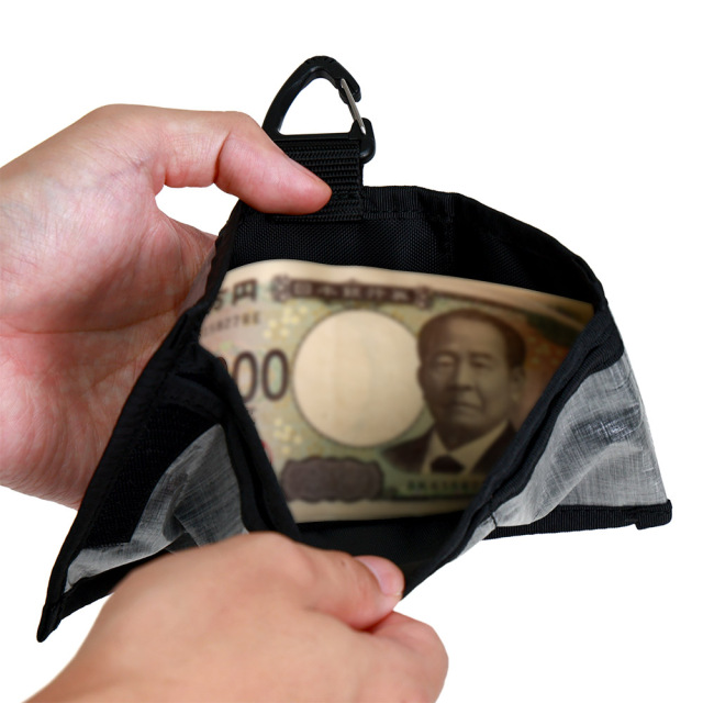 ミニ財布 三つ折り 撥水 コンパクト 汚れに強い 軽量 ぶら下げ カラビナ 小さい 極小 軽い