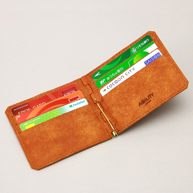 マネークリップ 蝶番 カードポケット 二つ折り 本革 レザー おしゃれ