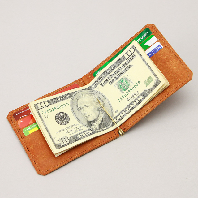 マネークリップ 蝶番 カードポケット 二つ折り 本革 レザー おしゃれ