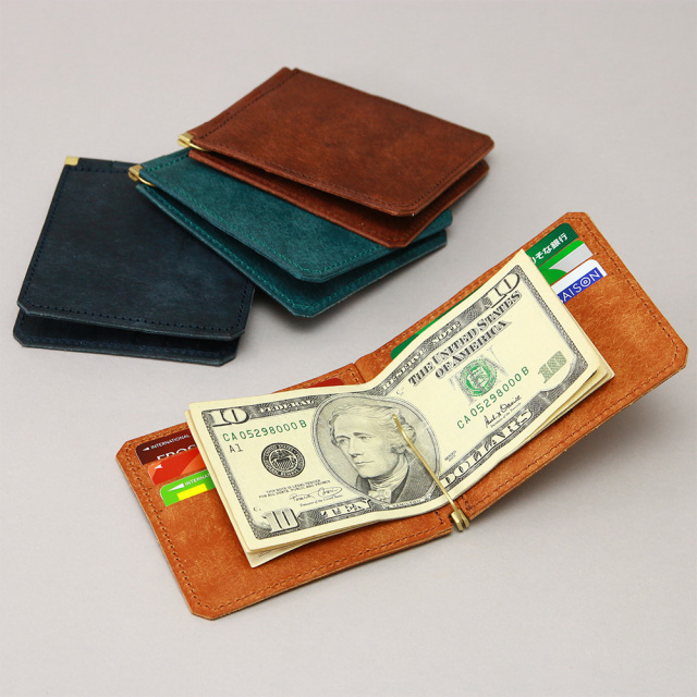 マネークリップ 蝶番 カードポケット 二つ折り 本革 レザー おしゃれ