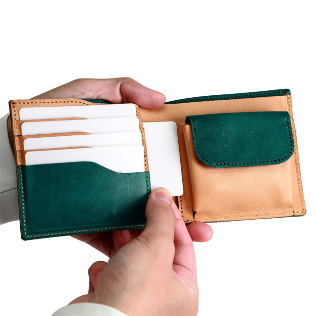 二つ折り財布 シンプル 薄い 定番 使いやすい メンズ レディース 革 レザー 