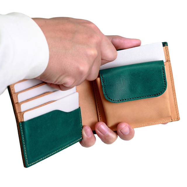 二つ折り財布 シンプル 薄い 定番 使いやすい メンズ レディース 革 レザー 