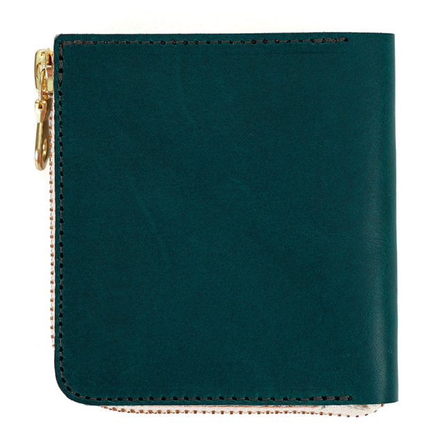 二つ折り財布 ミニ財布 正方形 L字ファスナー コンパクト 革 レザー メンズ レディース