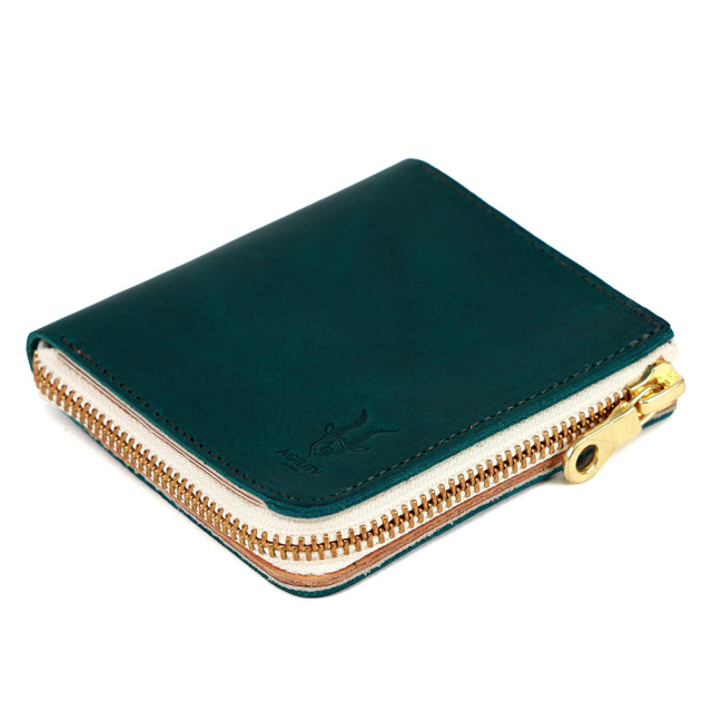 二つ折り財布 ミニ財布 正方形 L字ファスナー コンパクト 革 レザー メンズ レディース