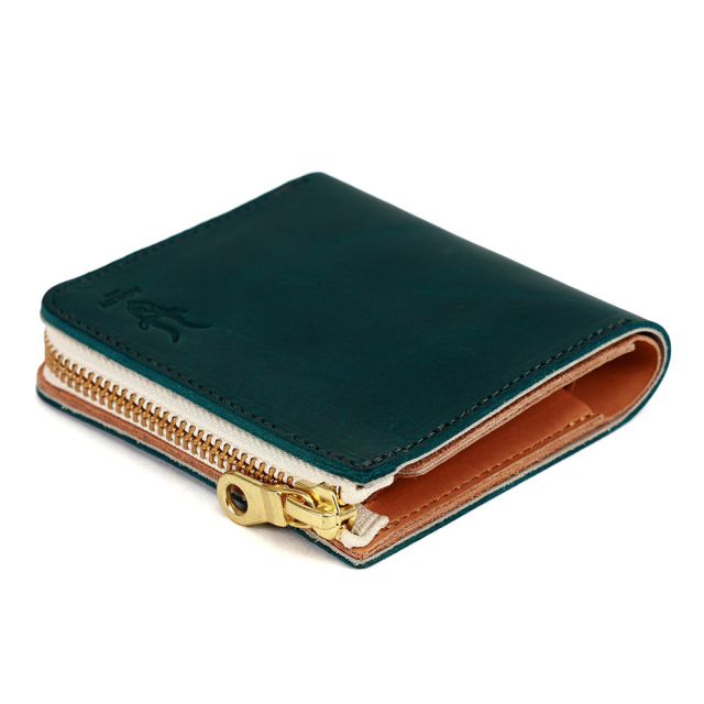 二つ折り財布 ミニ財布 正方形 L字ファスナー コンパクト 革 レザー メンズ レディース