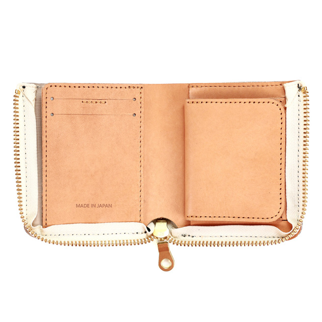 二つ折り財布 ミニ財布 正方形 L字ファスナー コンパクト 革 レザー メンズ レディース