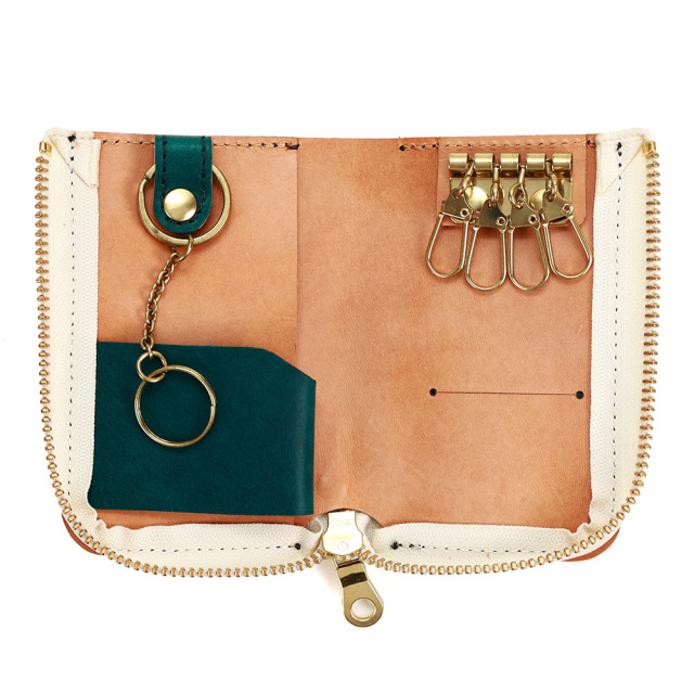 スマートキー・シリンダーキー・カードキー全てが入るL字ファスナーキーケース