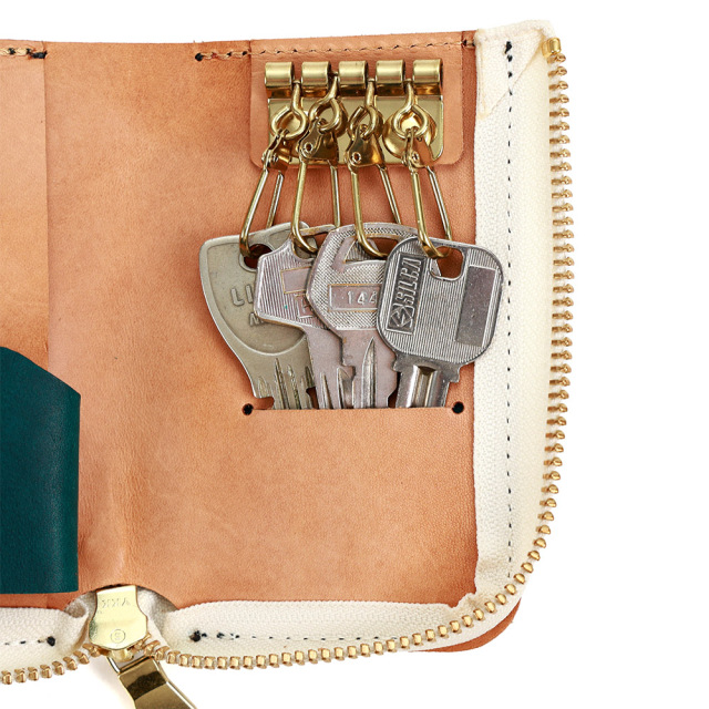 スマートキー・シリンダーキー・カードキー全てが入るL字ファスナーキーケース