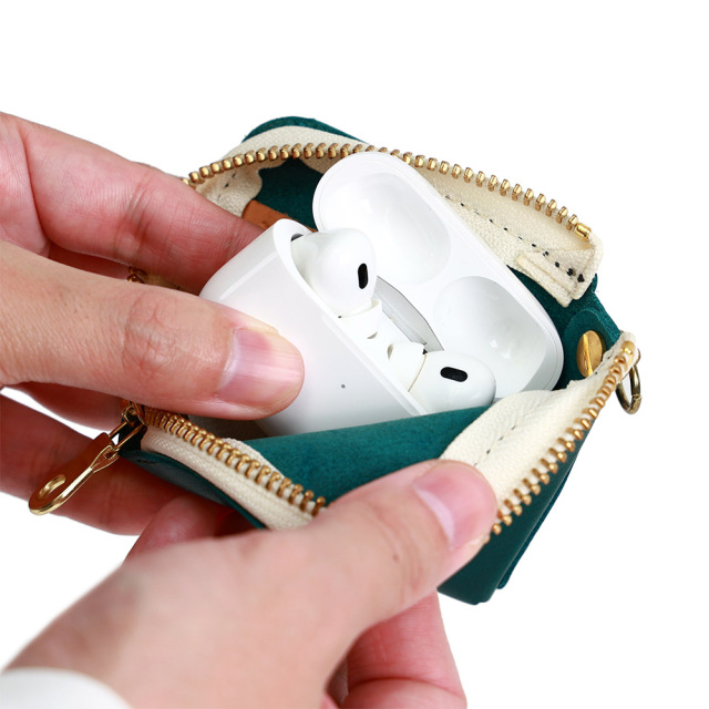 L字ファスナー ミニポーチ イヤホンポーチ キーポーチ キーケース 小物 革 レザー おしゃれ