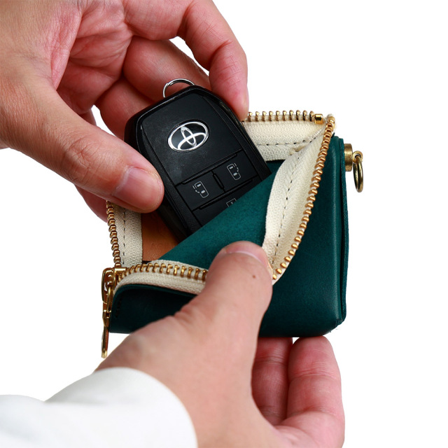 L字ファスナー ミニポーチ イヤホンポーチ キーポーチ キーケース 小物 革 レザー おしゃれ