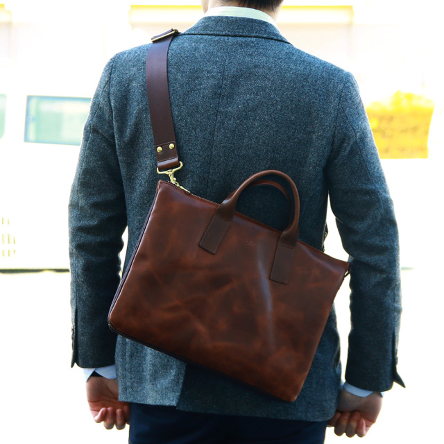 デュック 全4色 ステアワックス スリムなのに収納上手 対応スタイリッシュなビジネスバッグ ビジネスバッグ メンズ 本革 スリム Pcポケット 2way ショルダーベルト Agility Affa アジリティアッファ 0198