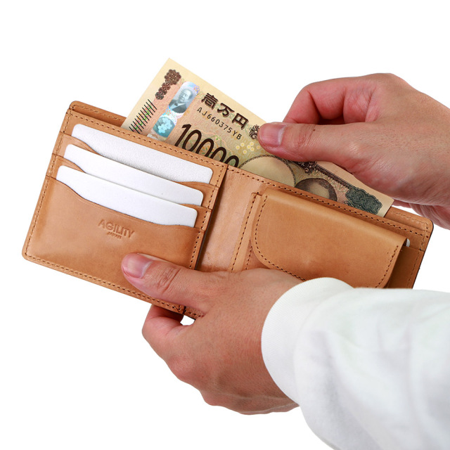 二つ折り 財布 折財布 ウォレット 本革 レザー シンプル メンズ おしゃれ 日本製