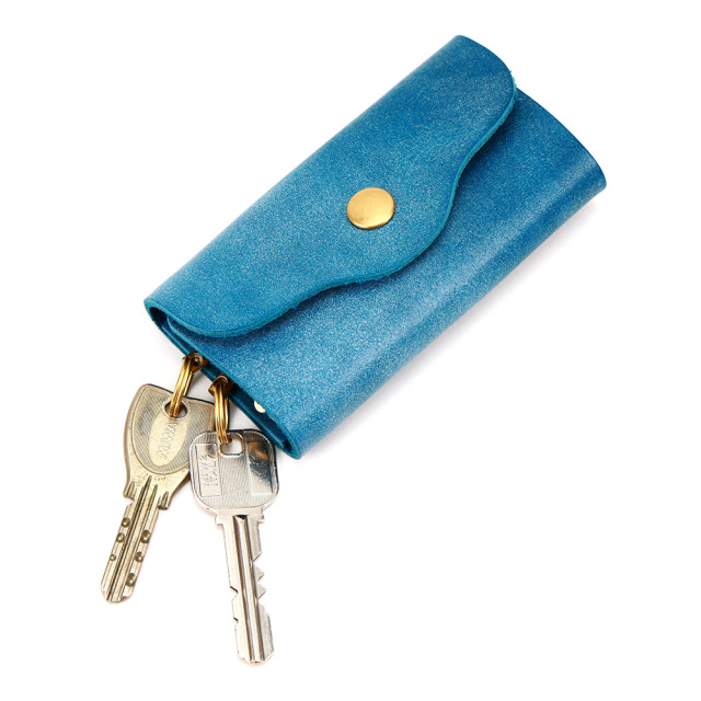 キーケース キーリング 5連 五連 二重リング 二重カン 牛革 本革 レザー ターコイズブルー