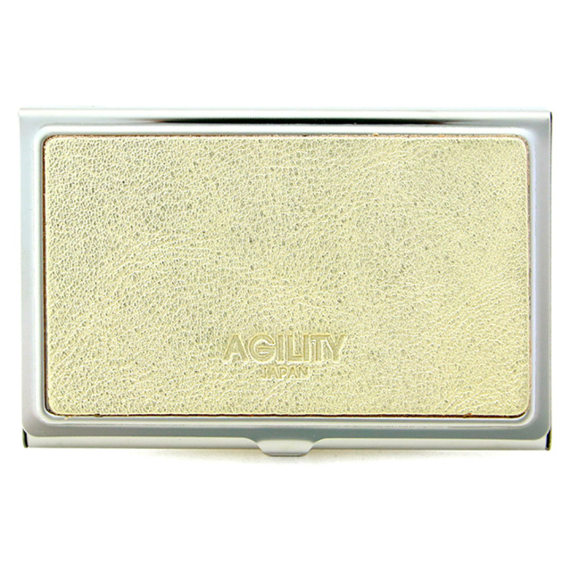 カードケース 名刺入れ 金属 ステンレス 牛革 レザー