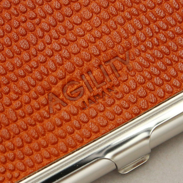 ピアット』(全4色)リザードエンボス/シンプルな金属製の名刺入れ