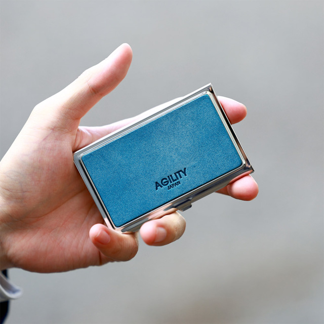 ピアット』(全5色)ロロマ/シンプルな金属製の名刺入れ カードケース 日本製 カードケース 名刺入れ 金属 ステンレス 牛革 レザー レディース  ターコイズブルー【AGILITY affa(アジリティアッファ)】(0292) 名刺入れ 名刺ケース メタルカードケース 携帯用名刺ケース 大容量 男女兼用 (色 : Silver, Size : 9.2x1x6