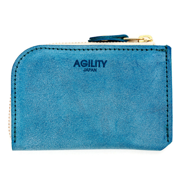 財布 極小財布 コインケース 小銭入れ ミニ財布 コンパクト L字ファスナー ターコイズブルー
