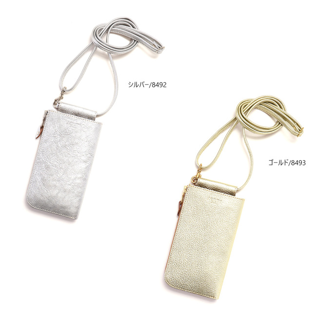 Sayaポシェット 全2色 ルーチェ スマホ をスマートに携帯 お財布一体型スマホポーチ スマホポーチ 長財布 L字 コンパクト シンプル 革 本革 金 銀 Agility Affa アジリティアッファ 0342