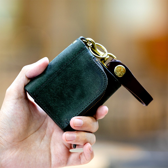 キーケース スマートキー 一体型 小銭入れ 三つ折り財布 5連 本革 ミニ財布 メンズ レディース