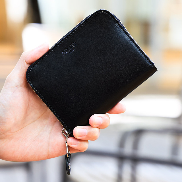 トレーズ』(全4色)栃木レザー（ジーンズ）/薄いのに大容量 カードが縦