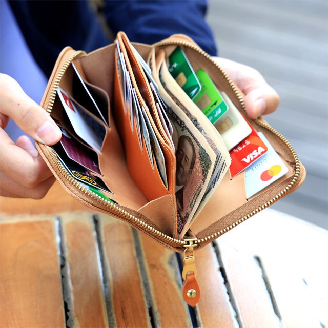カードがたくさん入る財布 長財布 ラウンドファスナー 大容量 21枚 コンパクト メンズ レディース