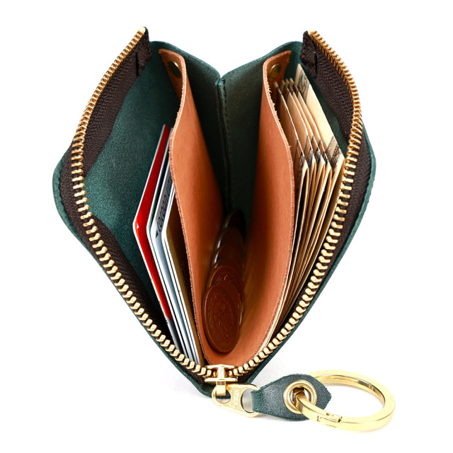 L字ファスナー ミニ財布 コンパクト財布 二つ折り財布 小さい ミニ 革 本革 レザー