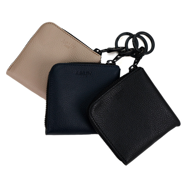 L字ファスナー ミニ財布 コンパクト財布 二つ折り財布 小さい ミニ 革 本革 レザー 撥水