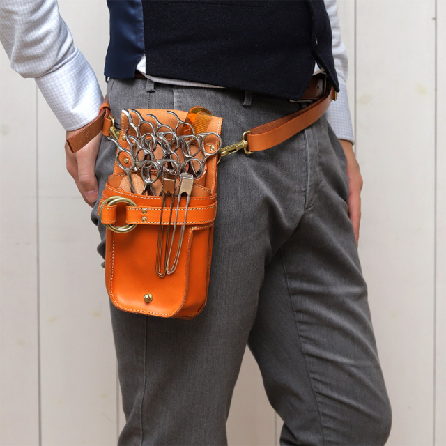 シザーケース 7丁 美容師 スタイリスト 本革 トリマー 腰 斜め掛け 日本製