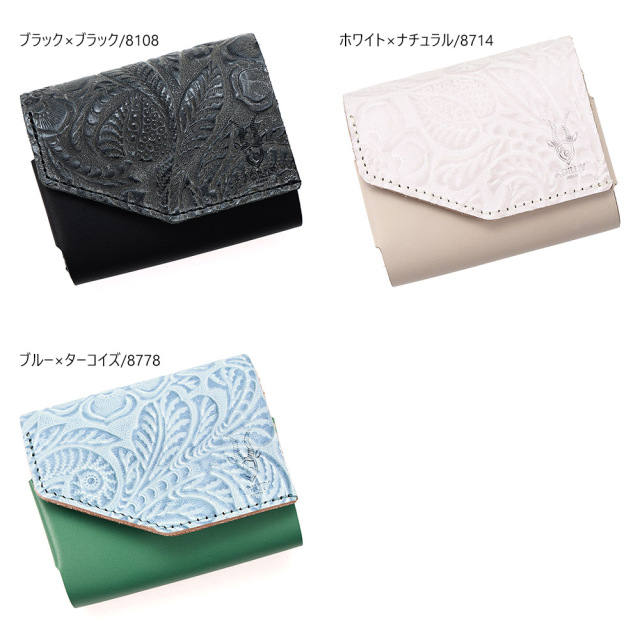 ミニ財布 レディース 三つ折り財布 本革 レザー 花柄 フラワー かわいい おしゃれ 小さい 