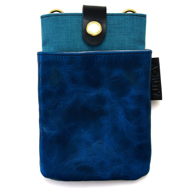 ミニポーチ サコッシュ 斜め掛け 本革 レザー スマホポーチ ミニショルダー ネイビー