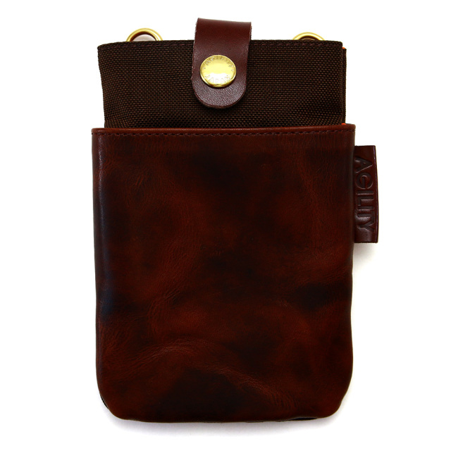 ミニポーチ サコッシュ 斜め掛け 本革 レザー スマホポーチ ミニショルダー ダークブラウン