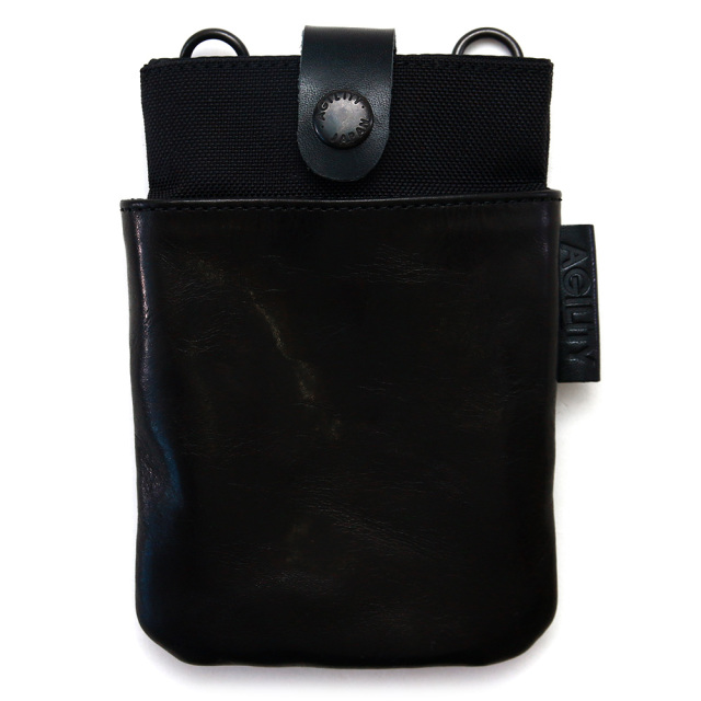 ミニポーチ サコッシュ 斜め掛け 本革 レザー スマホポーチ ミニショルダー ブラック