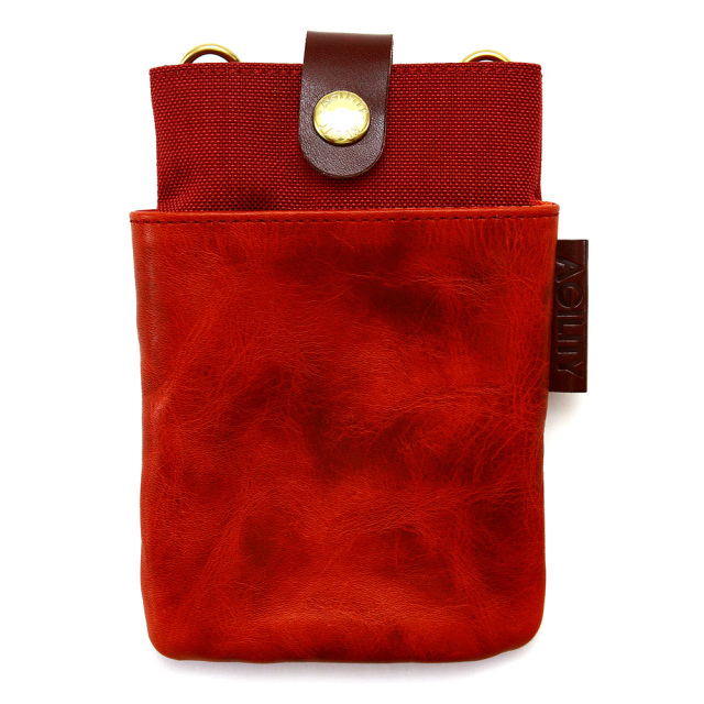 ミニポーチ サコッシュ 斜め掛け 本革 レザー スマホポーチ ミニショルダー レッド
