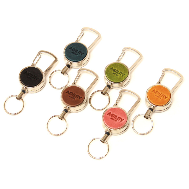 カラビナ リールホルダー ワンポイント シンプル 鍵 キーホルダー