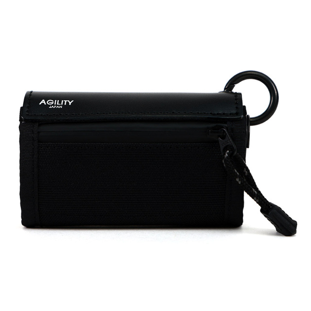 キーケース スマートキー カード 小銭 一体型 三つ折り 撥水 コンパクト カラビナ 吊るす