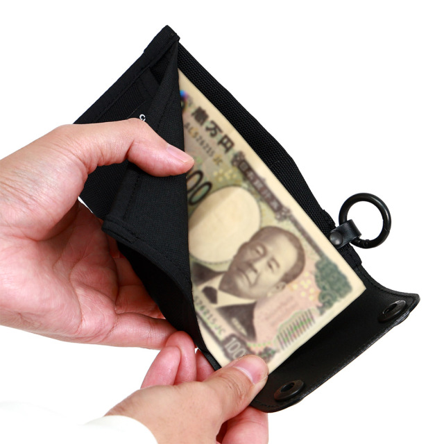 財布 三つ折り コンパクト 極小 小さい 撥水 カラビナ 吊るす ミニ ミニマル 小さめ