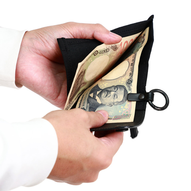 財布 三つ折り コンパクト 極小 小さい 撥水 カラビナ 吊るす ミニ ミニマル 小さめ