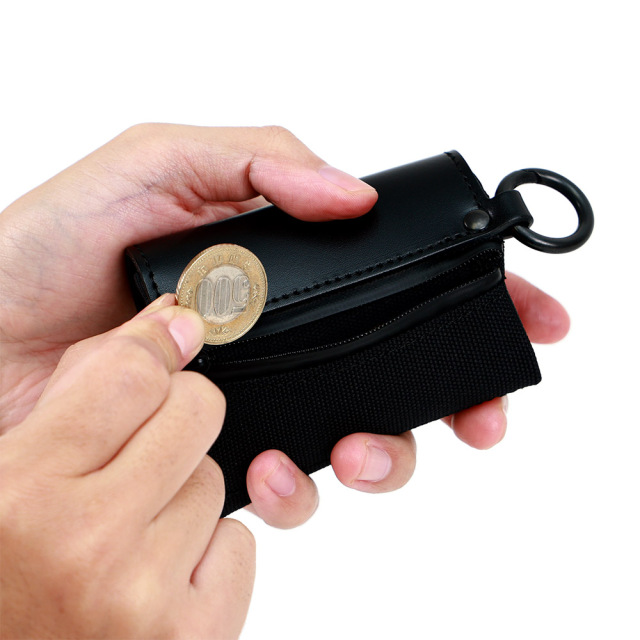 財布 三つ折り コンパクト 極小 小さい 撥水 カラビナ 吊るす ミニ ミニマル 小さめ
