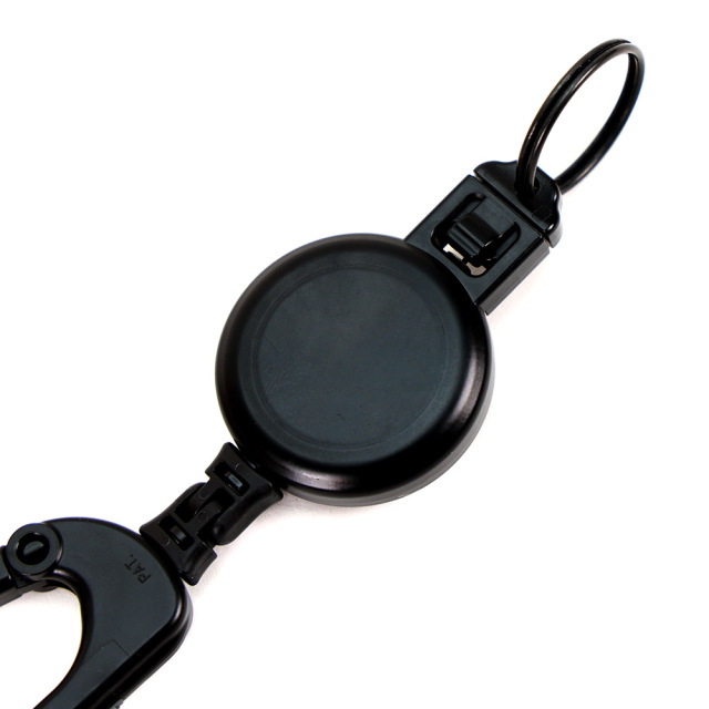 カラビナ リール 伸びる 頑丈 ロック キーホルダー コンパクト 小さめ レザー おしゃれ