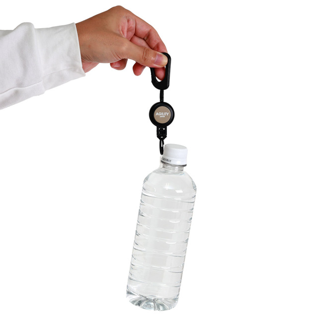 カラビナ リール 伸びる 頑丈 ロック キーホルダー コンパクト 小さめ レザー おしゃれ