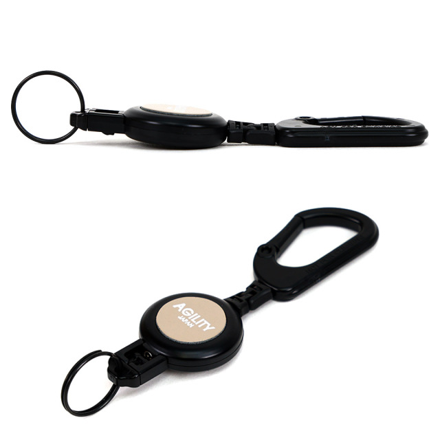 カラビナ リール 伸びる 頑丈 ロック キーホルダー コンパクト 小さめ レザー おしゃれ